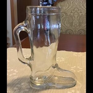 Vintage Clear Glass Boot Glads with rolled edge for drinking